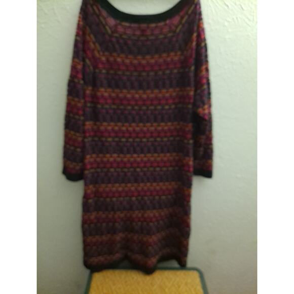 Lane Bryant Sweater Dress 18/20 Striped Square Neck Knit Gold Knee Lenth Pnk Blk - Picture 7 of 9